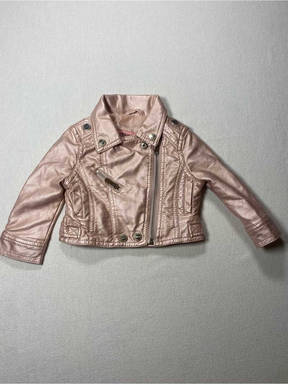 Urban Republic Girls' Metallic Pink Moto Jacket 12M